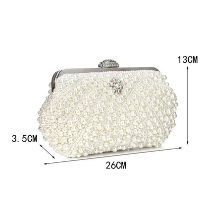 Beaded wedding bridal evening bags hollow fashion women clutch pearl