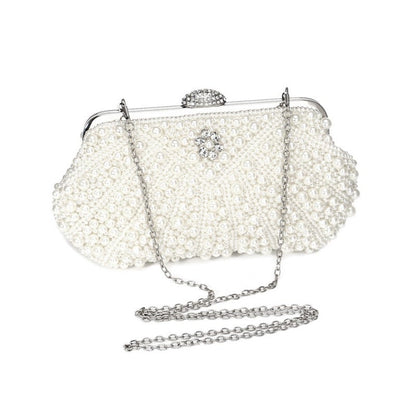 Beaded wedding bridal evening bags hollow fashion women clutch pearl