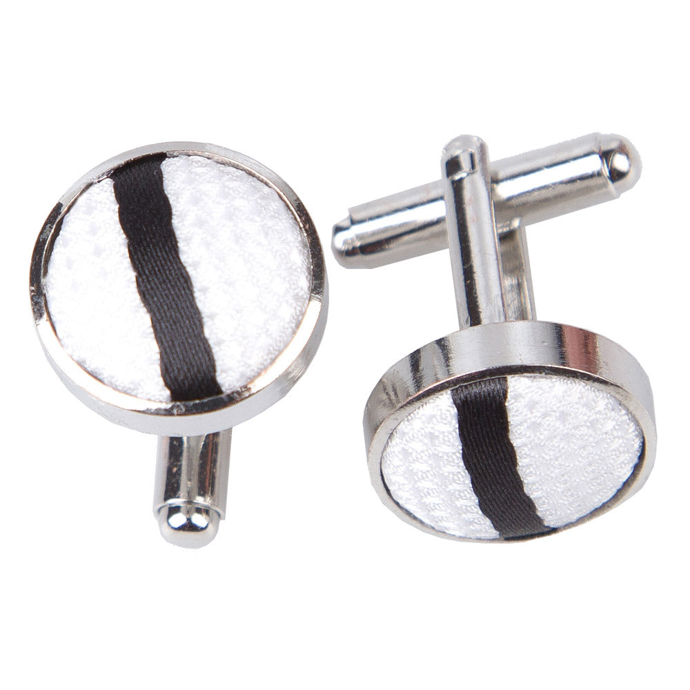 Single Stripe Cufflinks - White &amp; Black