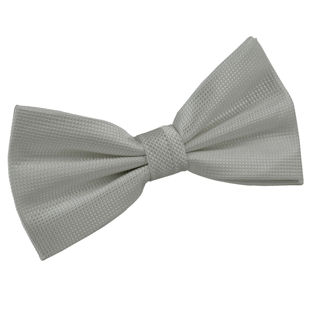 Solid Check Pre-Tied Bow Tie - Silver