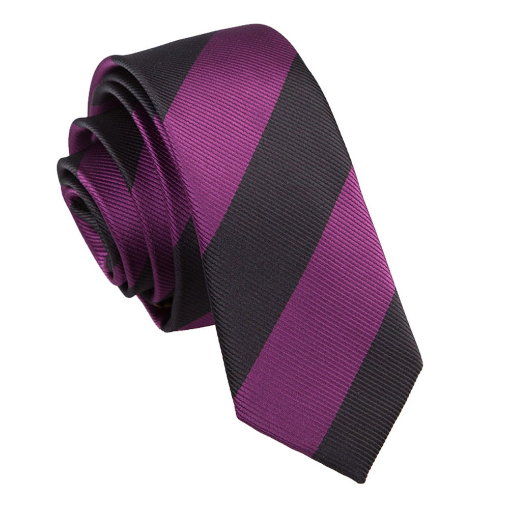 Striped Skinny Tie - Purple &amp; Black