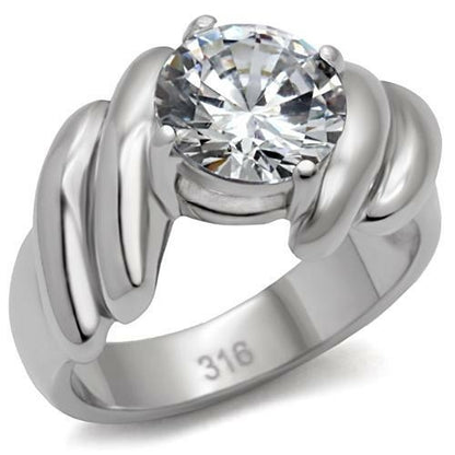 TK060 - High polished (no plating) Stainless Steel Ring with AAA Grade