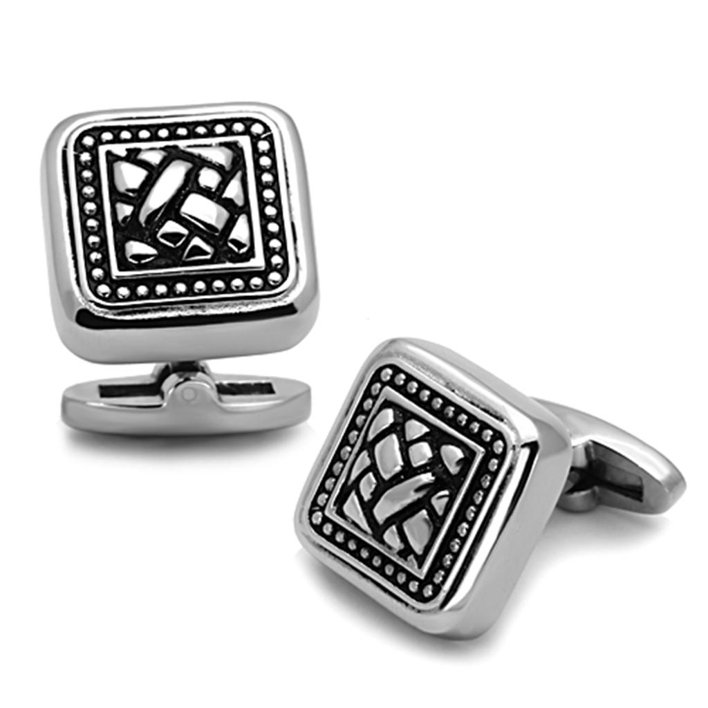 TK1256 - High polished (no plating) Stainless Steel Cufflink with