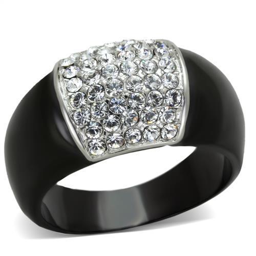 TK1840 - Two-Tone IP Black (Ion Plating) Stainless Steel Ring with Top