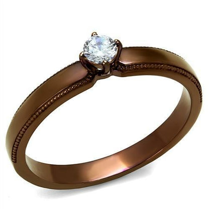 TK2621 - IP Coffee light Stainless Steel Ring with AAA Grade CZ  in