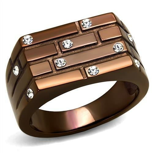 TK2664 - IP Coffee light Stainless Steel Ring with Top Grade Crystal