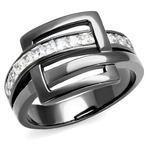 TK2690 - IP Light Black  (IP Gun) Stainless Steel Ring with AAA Grade