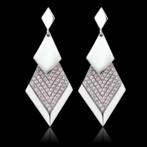 TS053 - Rhodium 925 Sterling Silver Earrings with AAA Grade CZ  in