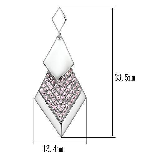 TS053 - Rhodium 925 Sterling Silver Earrings with AAA Grade CZ  in