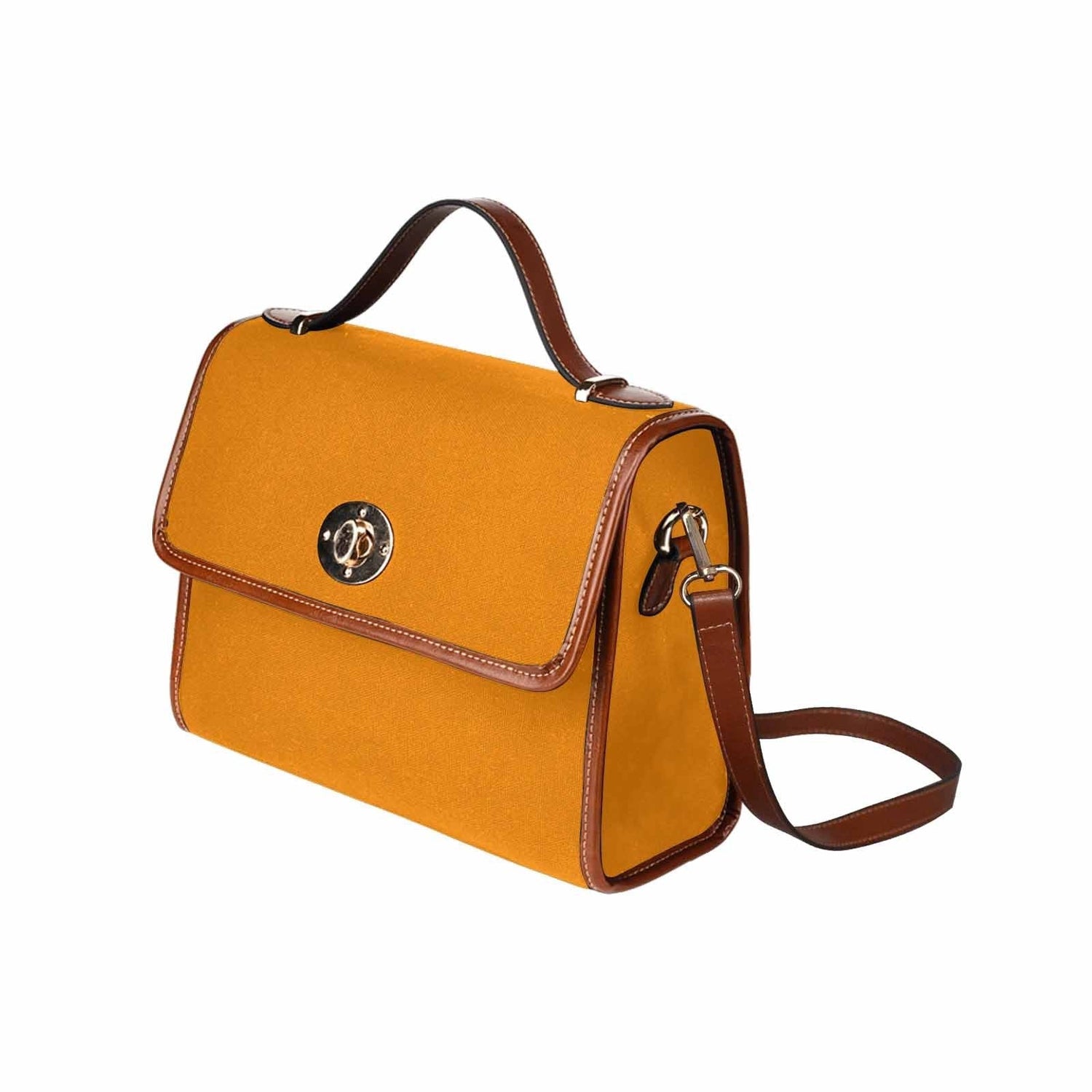 Canvas Bag  / Tangerine Orange   (brown Strap)