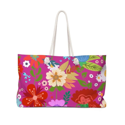 Weekender Tote Bag, Floral Print - Pink