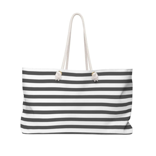 Weekender Tote Bag, Grey And White Stripes