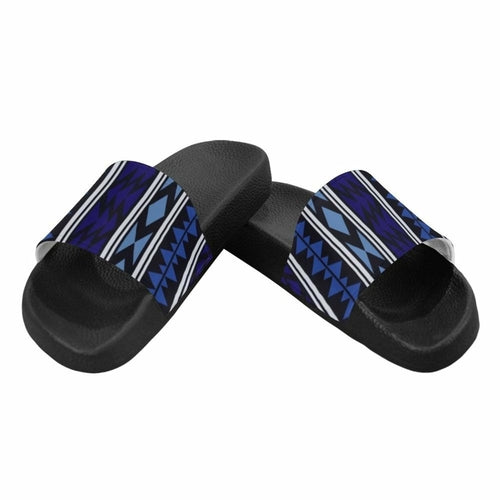 Damesslippers, flip-flop sandalen, donkerblauwe Azteekse print