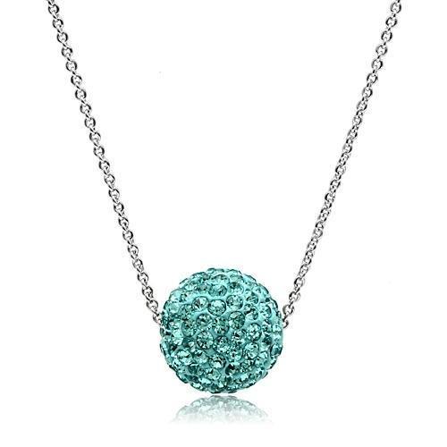 VL059 - Rhodium Brass Chain Pendant with Top Grade Crystal  in Sea