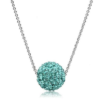 VL059 - Rhodium Brass Chain Pendant with Top Grade Crystal  in Sea