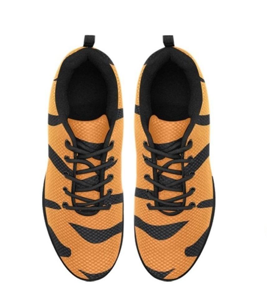 Sneakers For Women,  Orange And Black Tiger Striped  - Running Shoes