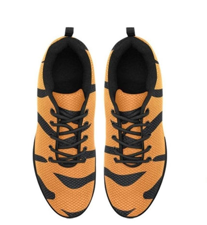 Sneakers For Women,  Orange And Black Tiger Striped  - Running Shoes