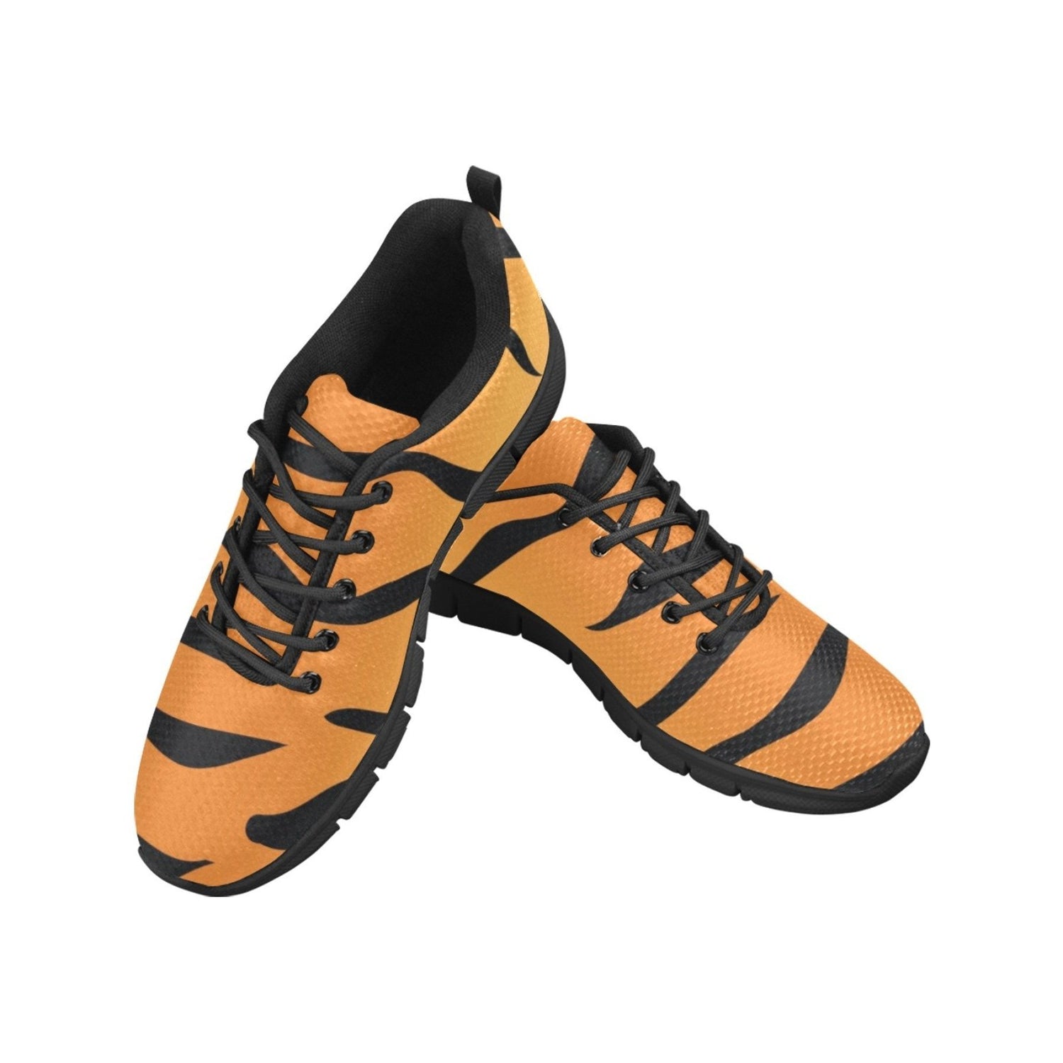 Sneakers For Women,  Orange And Black Tiger Striped  - Running Shoes