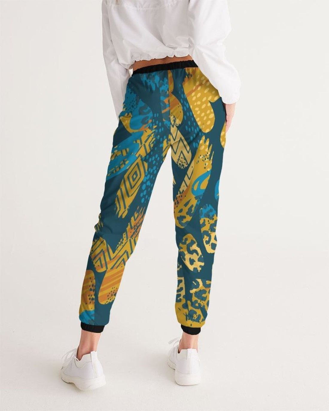 Womens Track Pants - Blue Multicolor Graphic Sports Pants