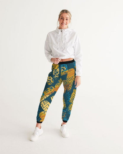 Womens Track Pants - Blue Multicolor Graphic Sports Pants