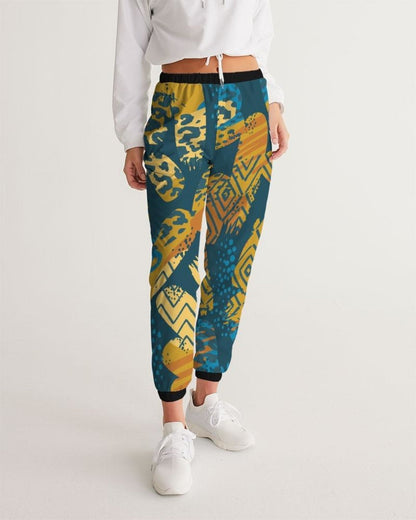 Womens Track Pants - Blue Multicolor Graphic Sports Pants