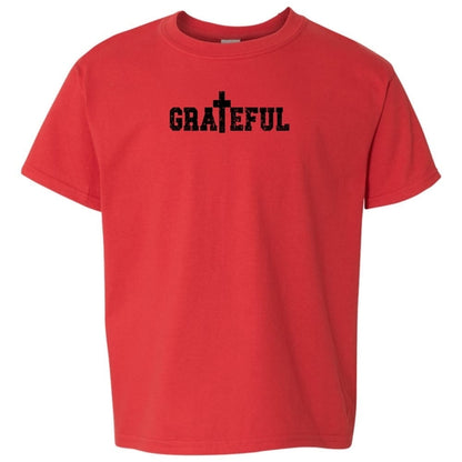 Youth Graphic T-shirt, Grateful Cross Black Illustration