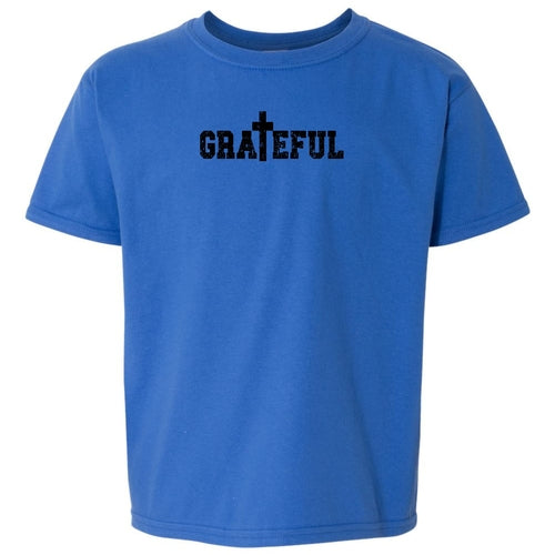 Youth Graphic T-shirt, Grateful Cross Black Illustration