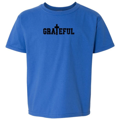 Youth Graphic T-shirt, Grateful Cross Black Illustration