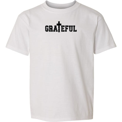 Youth Graphic T-shirt, Grateful Cross Black Illustration