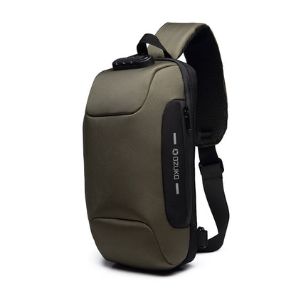 ozuko new chest bag usb anti-theft men&