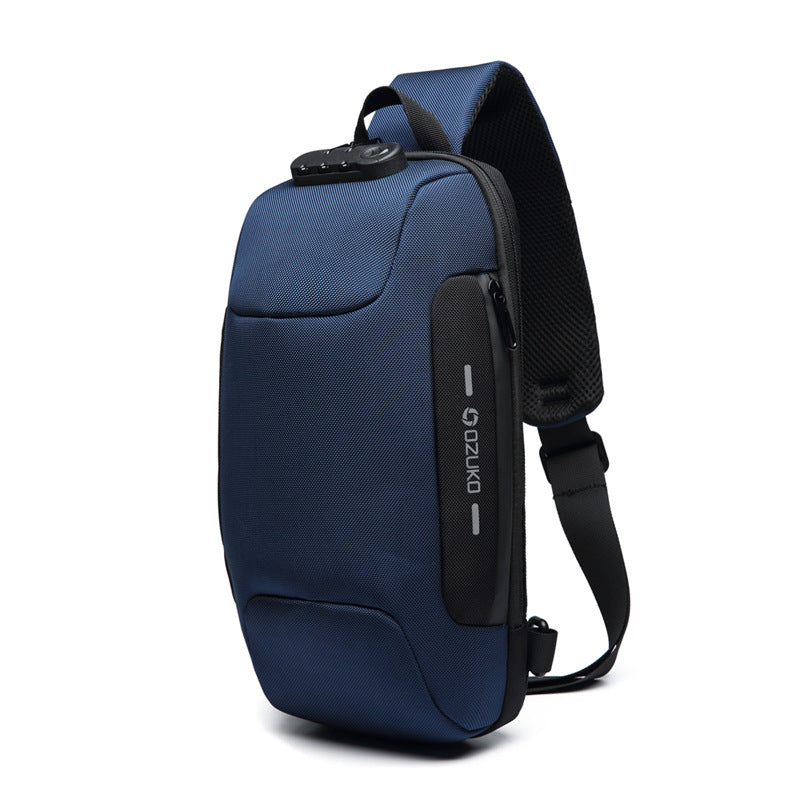 ozuko new chest bag usb anti-theft men&