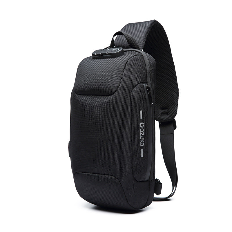 ozuko new chest bag usb anti-theft men&