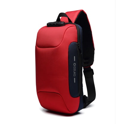 ozuko new chest bag usb anti-theft men&