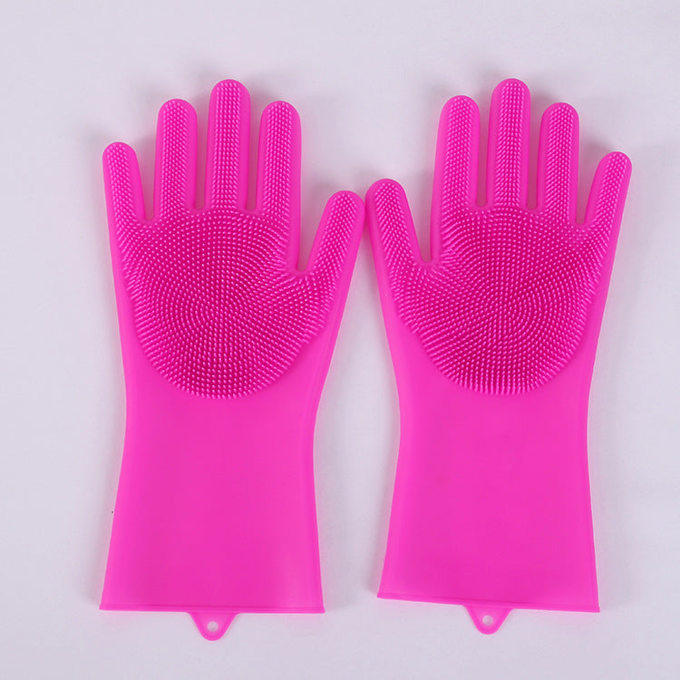 Vibrating dishwashing silicone gloves kitchen scrubbing silicone cleaning gloves insulation magic kitchen chores cleaning gloves