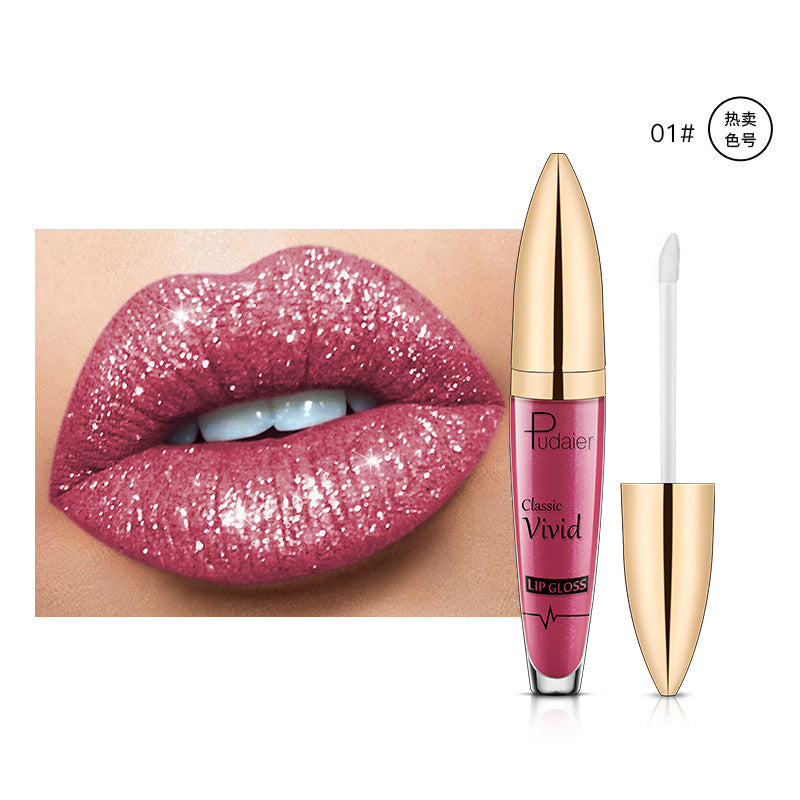 Pudaier ? Glitter Flip Matte Pearl Lip Gloss Non-stick Cup Diamond Lip Gloss Wish Explosion